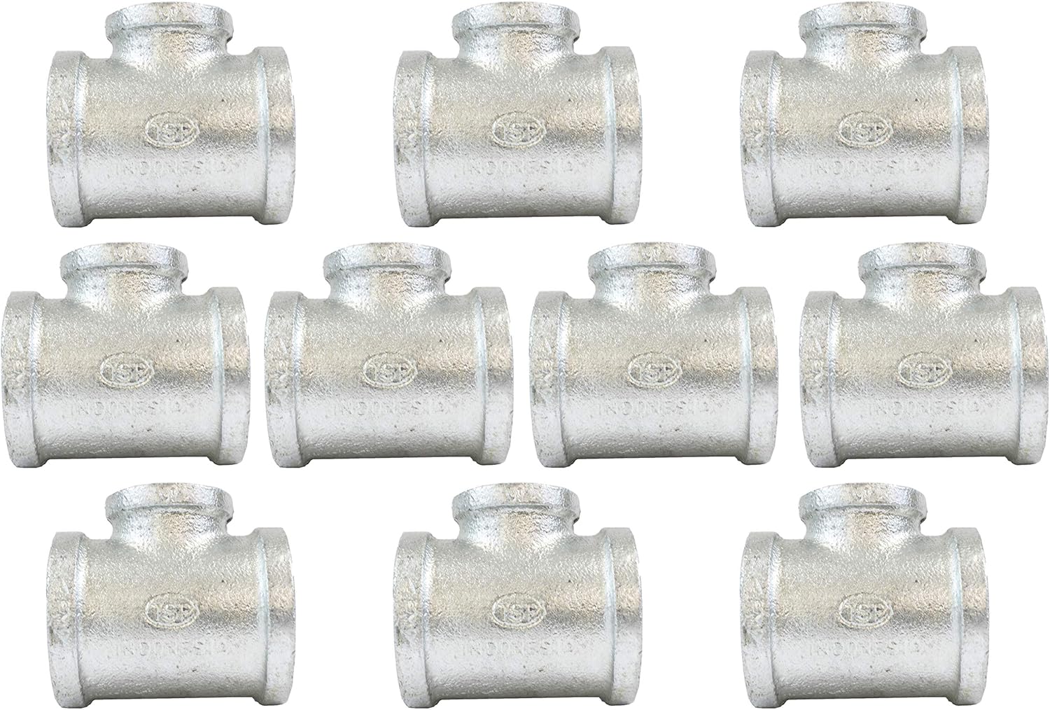 CMI Inc Galvanized Pipe Fittings | 1/2 Tee 10 PACK | Class 150 | For Malleable Iron Threaded Iron Pipe Fittings | NPT Female (1/2)