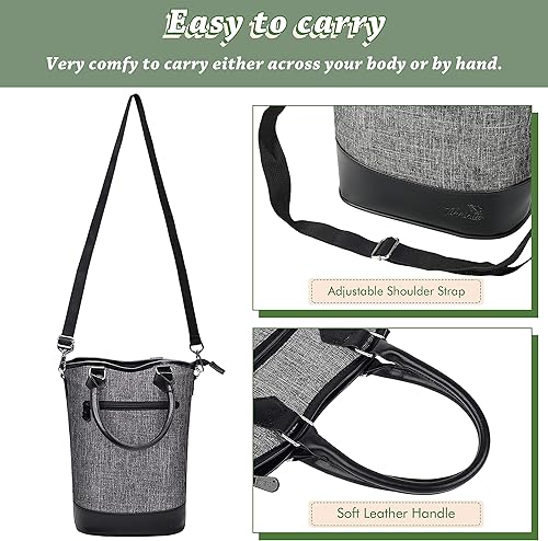 Miniatura 10 de Tirrinia - Bolsa térmica para regalo de vino  Bolsa de viaje acolchada con 2 botellas de vinochampán con asa y correa de hombro ajustable, gran
