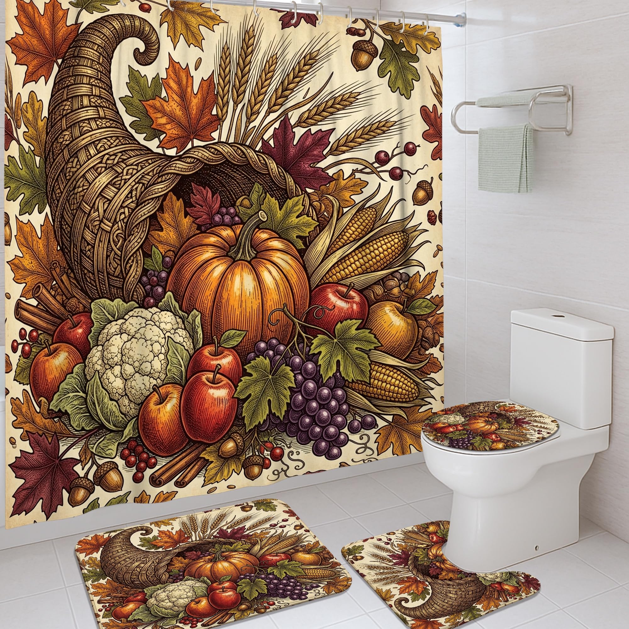 Rideau de douche orange rustique traditionnel lavable de 183 cm