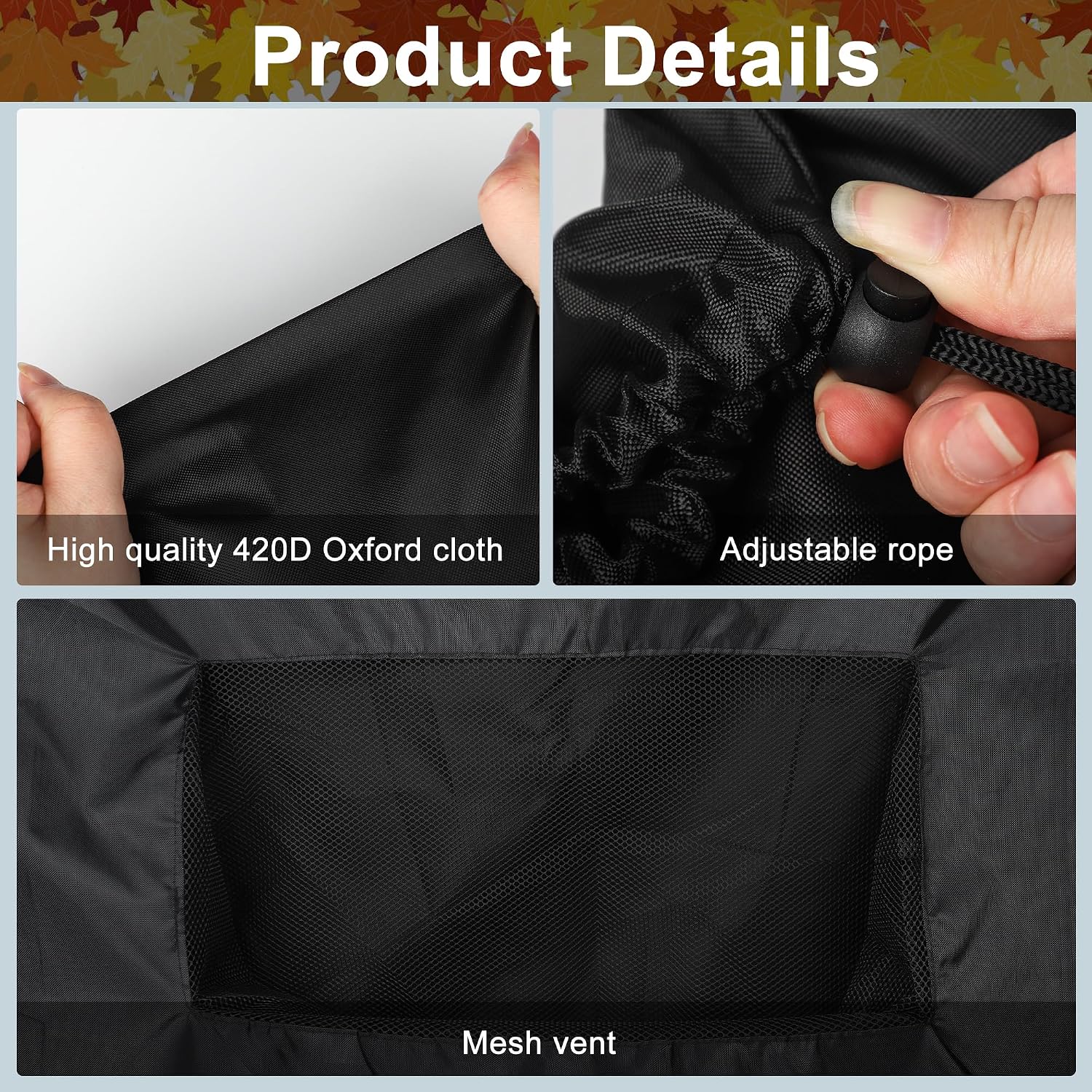 Augisteen Lawn Tractor Leaf Bag Upgraded Lawn Mower Leaf Bag Garden Leaf Grass Catcher Bags 420D Oxford Cloth Leaf Collector Bag for Lawn Mower Tractor Garden Leaf Collection, 78.7 x 51.2 Inch
