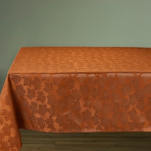Miniatura 2 de Kadut Mantel de Acción de Gracias rústico con hojas de arce (60 x 102 pulgadas) para mesas rectangulares de 6 pies, tela resistente a las manchas,