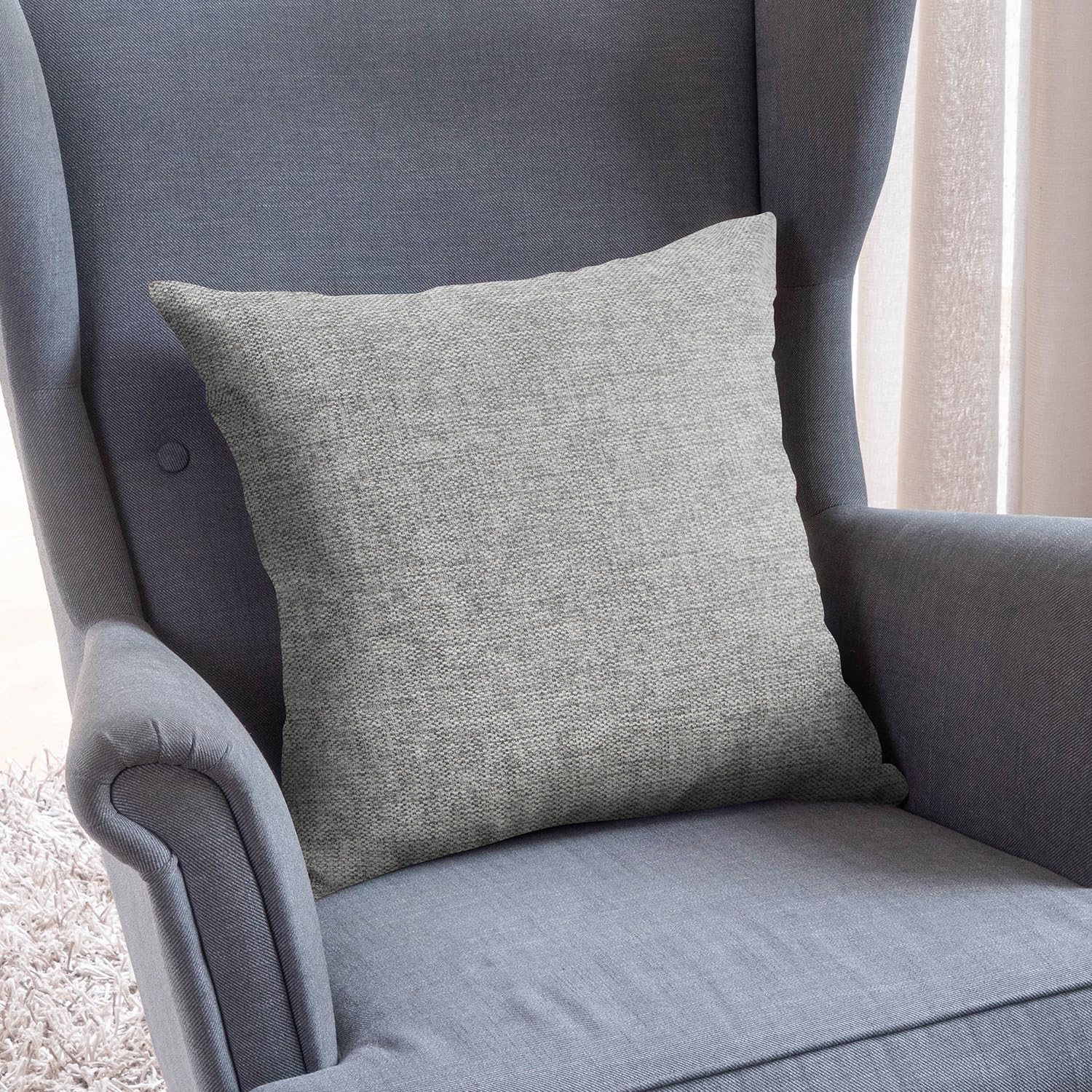 Selfitex 2er Set Sofakissen 50x50 cm, inkl. Füllkissen, gewebter Canvas Stoff, Matte & strukturierte Oberfläche, weiche Polyester Füllung, in Handarbeit gefertigt – Made in EU (Grau)
