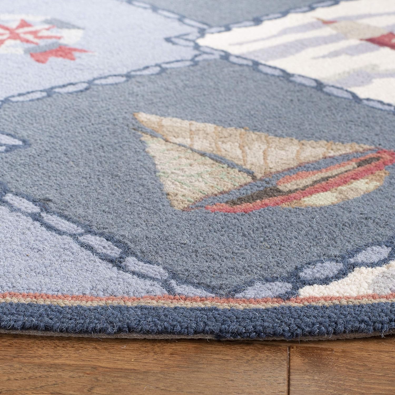 SAFAVIEH Chelsea Collection Area Rug - 3' Round, Blue, Hand-Hooked French Country Wool, Ideal for High Traffic Areas in Living Room, Bedroom (HK267A)