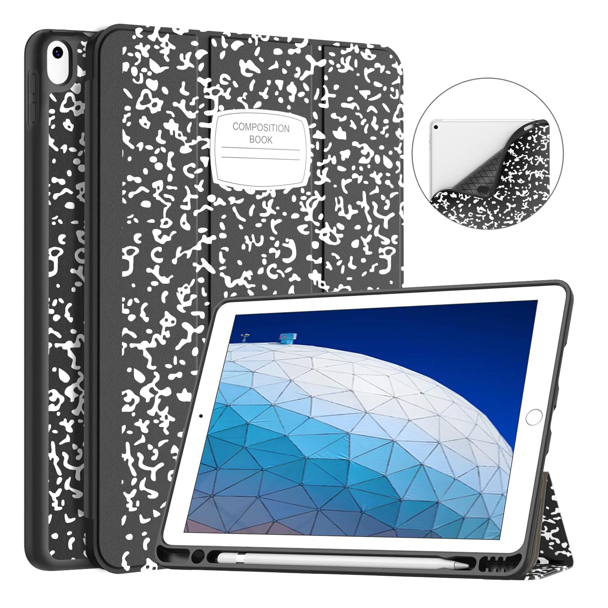 Soke for iPad Air 3 Case 2019 with Pencil Holder, Premium Smart Case, Strong Protection, Auto Sleep/Wake, Ultra Slim Soft TPU Back Cover for iPad Air 3rd Gen 2019/iPad Pro 10.5 2017(Book Black)