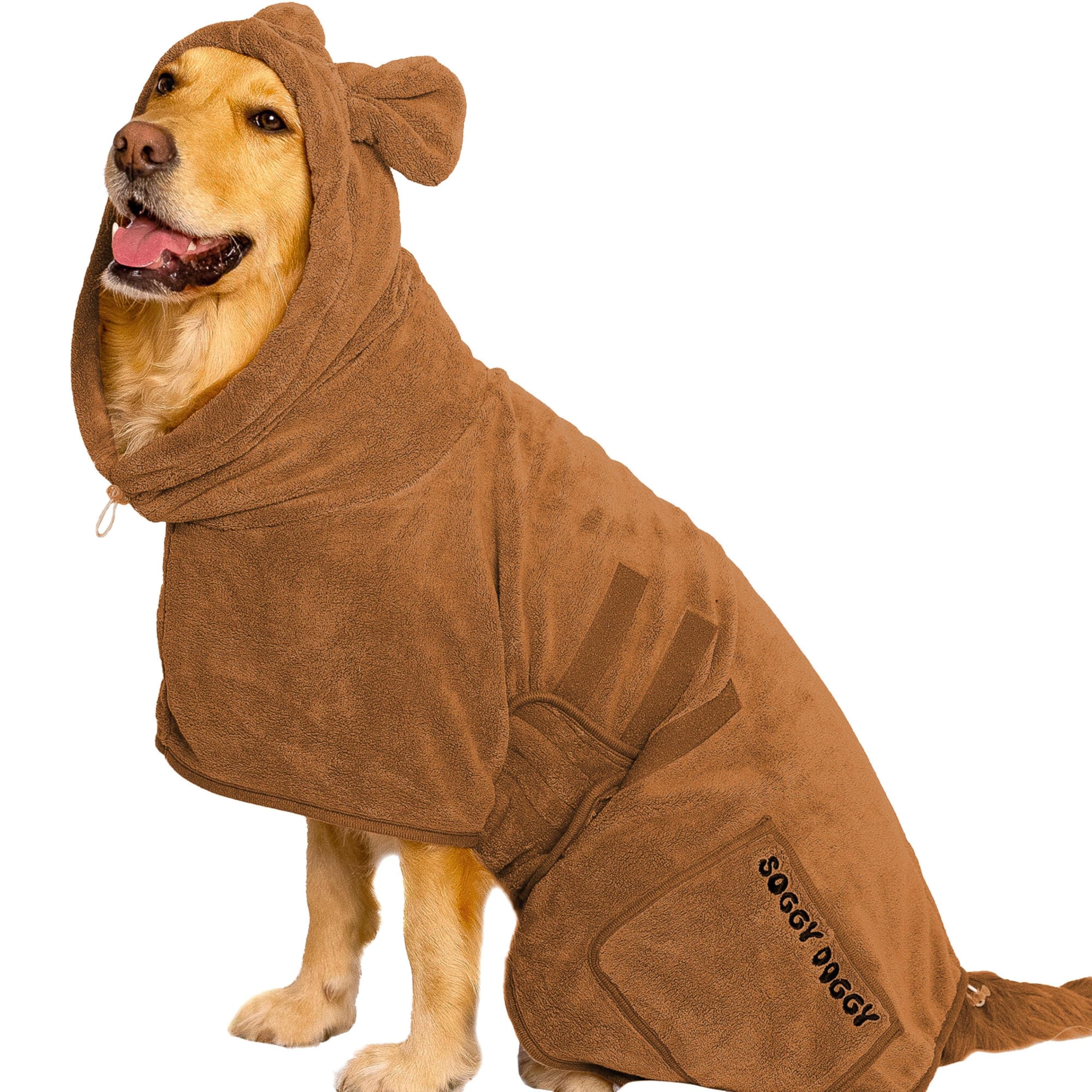 SOGGYDOGGY® UK: Luxury Dog Drying Coat, Super Absorbent Microfibre Dog Drying Robe With Hood, Fast Dry In Minutes, Thick & Soft Robe - Bath, Groom & Travel, Covers Ears, All-Season Dressing Gown (M) — image 1