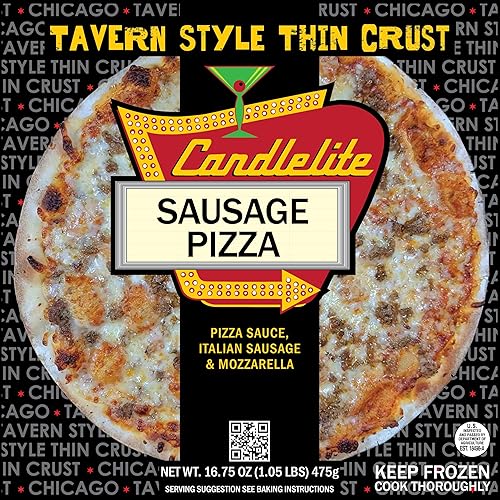 Candlelite Frozen Pizza, Sausage Pizza, Tavern Style, Thin and Crispy Pizza 16.75 oz each (Frozen) (Pack of 3)