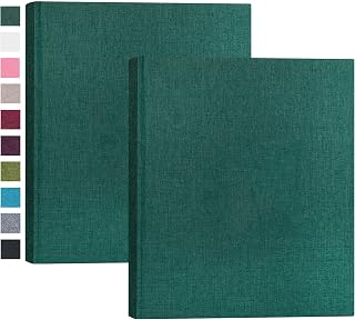 Mublalbum 2 Pack Small 8x10 Photo Album, 52 Pockets, Linen Cover,Dark Green | Linen Cover, Portable Mini Picture Book, Holds 52 Vertical Pockets for Artwork Postcards, Picture Storage