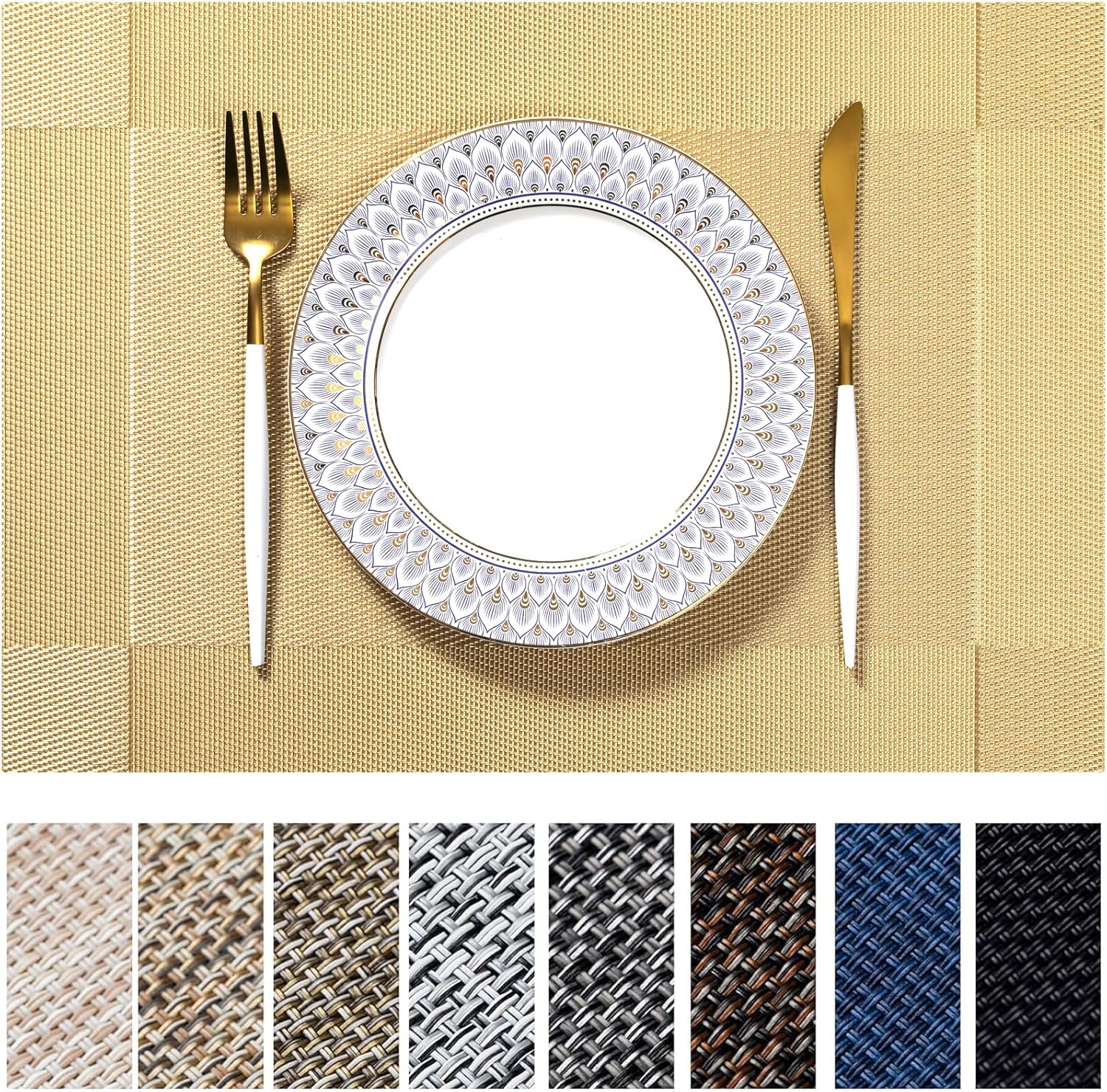 LEXMORE Placemats Set of 6 Vinyl/Plastic Woven Place Mats