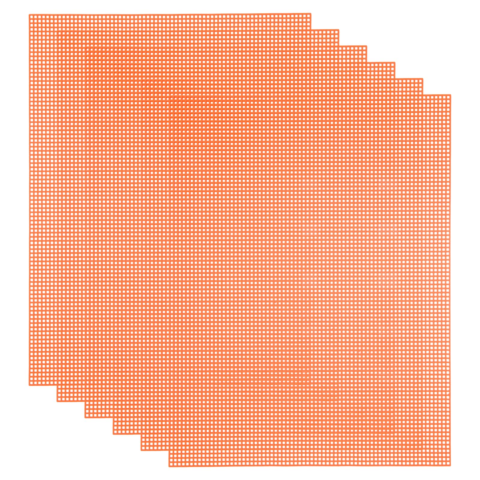 sourcing map 5Pcs Mesh Canvas Sheets, 10.5 x 13.5 Inch Plastic Canvas, Eye Mesh for Embroidery, Crafting, Knit and Crochet Project, Bag Making, Home Decoration, Orange