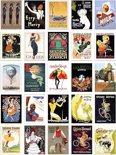 Artery8 Juego de 50 piezas de pósteres artísticos vintage Art Deco para collage estético para pared, juego A6 de 5.8 x 4.1 in (5,8 x 4,1),