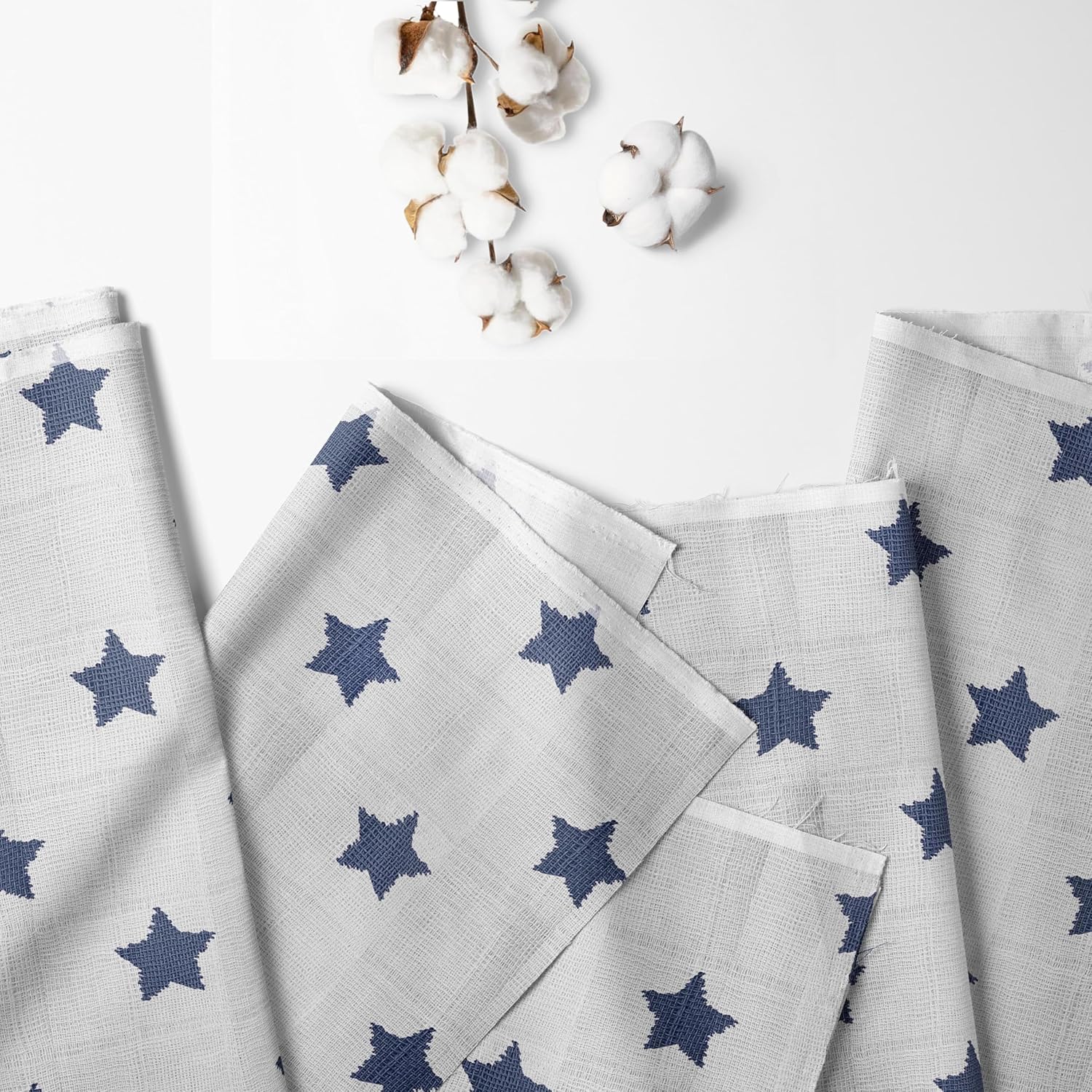 Bacati - Muslin Ikat Stars 3 Piece Boys Toddler Bed Sheet Set 100 Percent Cotton Includes Fitted Sheet, Top Sheet, and Pillow Case (3 pc Toddler Bed Sheet Set, Navy Stars)