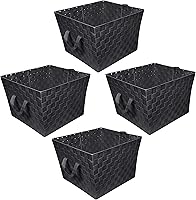 Vista 15 de Simplify Bolso grande con correa tejida Cesta de almacenamiento decorativa 2 asas Organización Armario Dormitorio Baño Guardería