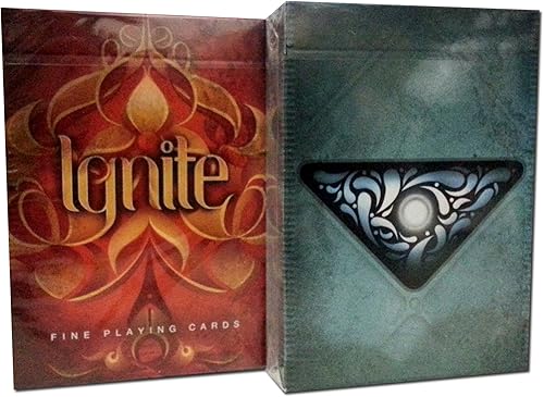 Lote 3 Fuego y agua Ignite Fathom 2 mazos con calculadora de bolsillo cartas de Ellusionist Magic Cardist
