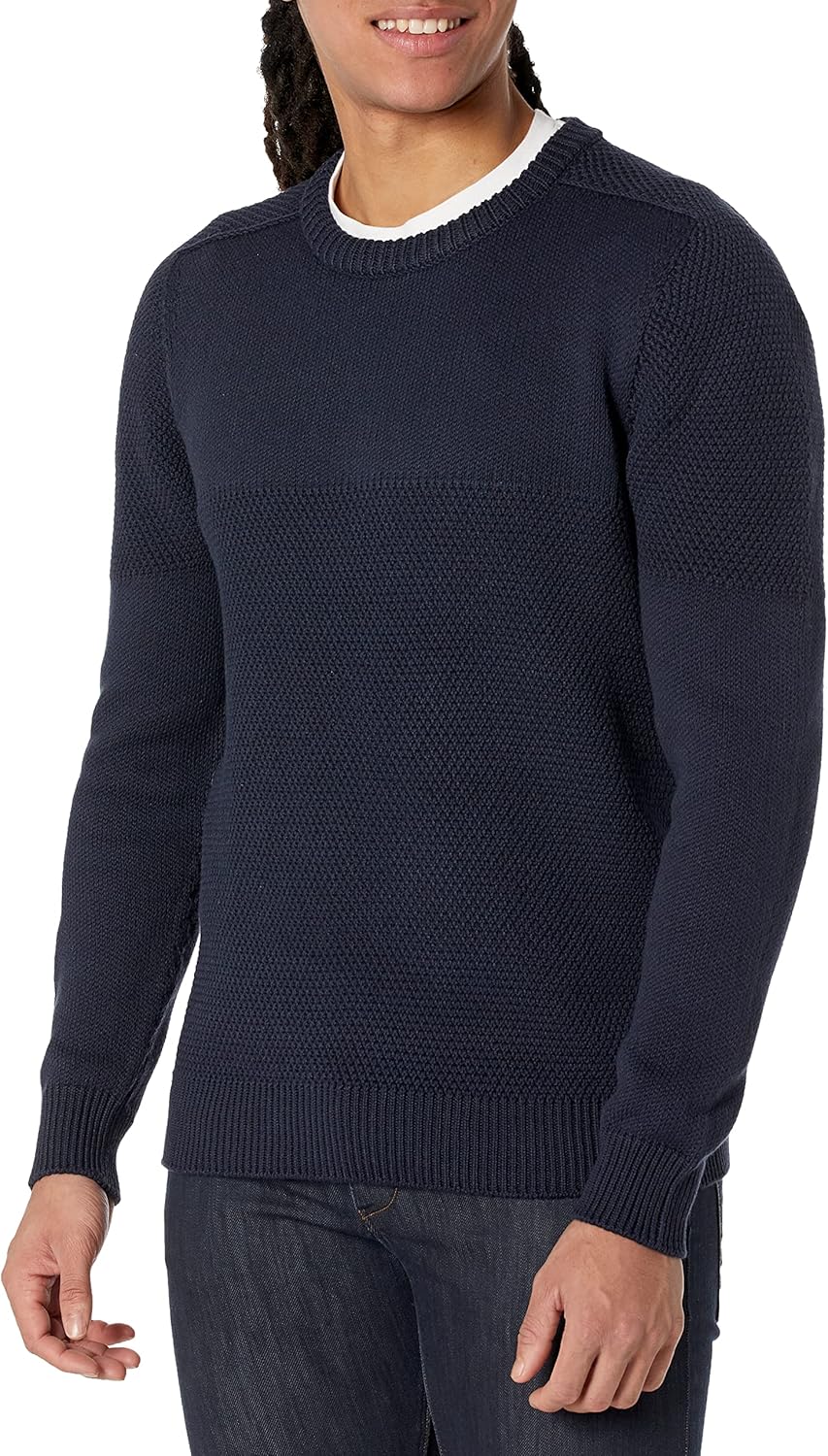 Men's 3D Contrast Stitch Crewneck Sweater