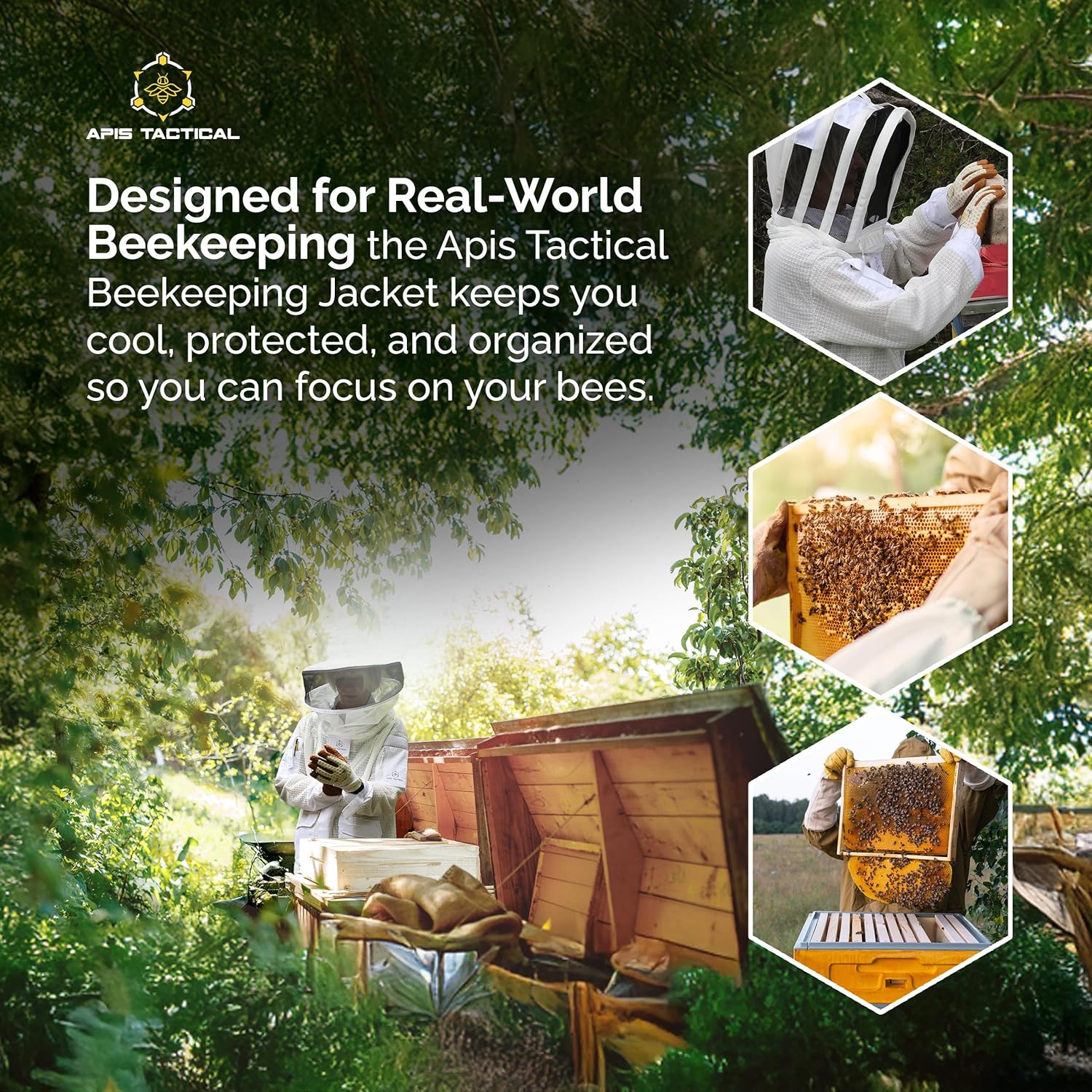 Pro Ventilated Bee Keeper Jacket for Men & Women – Sting Resistant, Ventilated Cotton Mesh, Bee Protective Gear for Hive Inspections – White Bee Jacket, White, XL