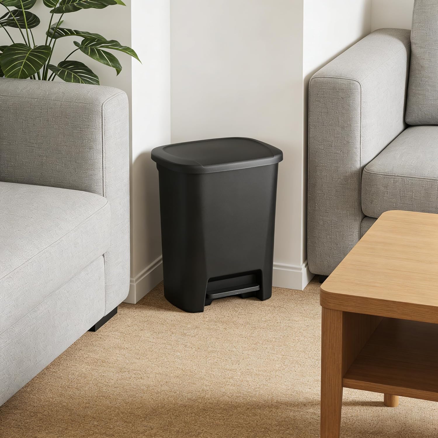 20.1 Gallon Kitchen Trash Can, Large Plastic Step Garbage Can with Foot Pedal Lid, Black Durable Garbage Bin for Kitchen, Bedroom, Living Room, Office, Dormitory