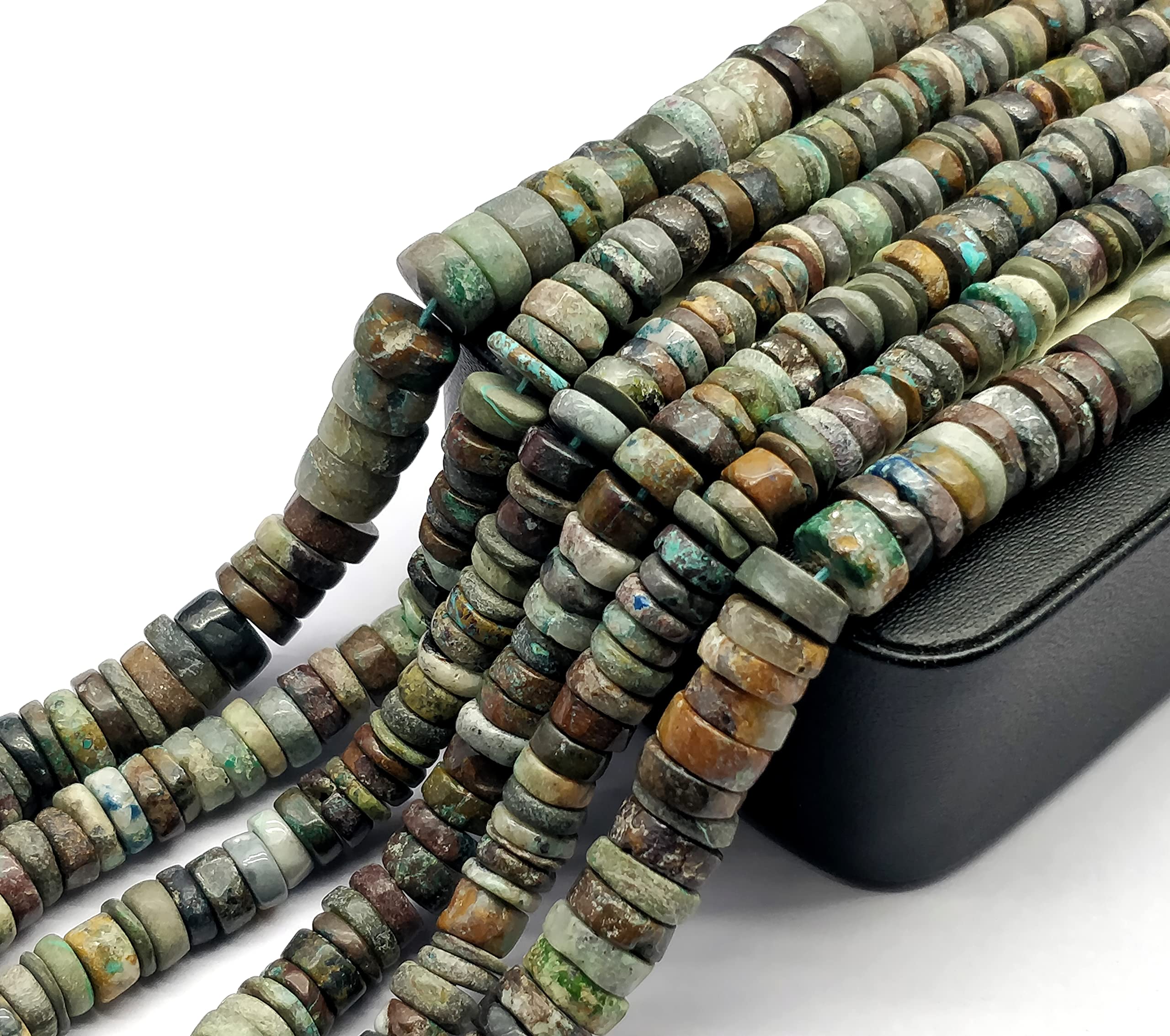 Natural Chrysocola 4-6mm Smooth Tyre Shape Beads Wheel Cut Gemstone Beads 8 inch Srand, Heishi Beads, Bracelet Earring and Necklace Jewelry Making Craft TYRE_be-54