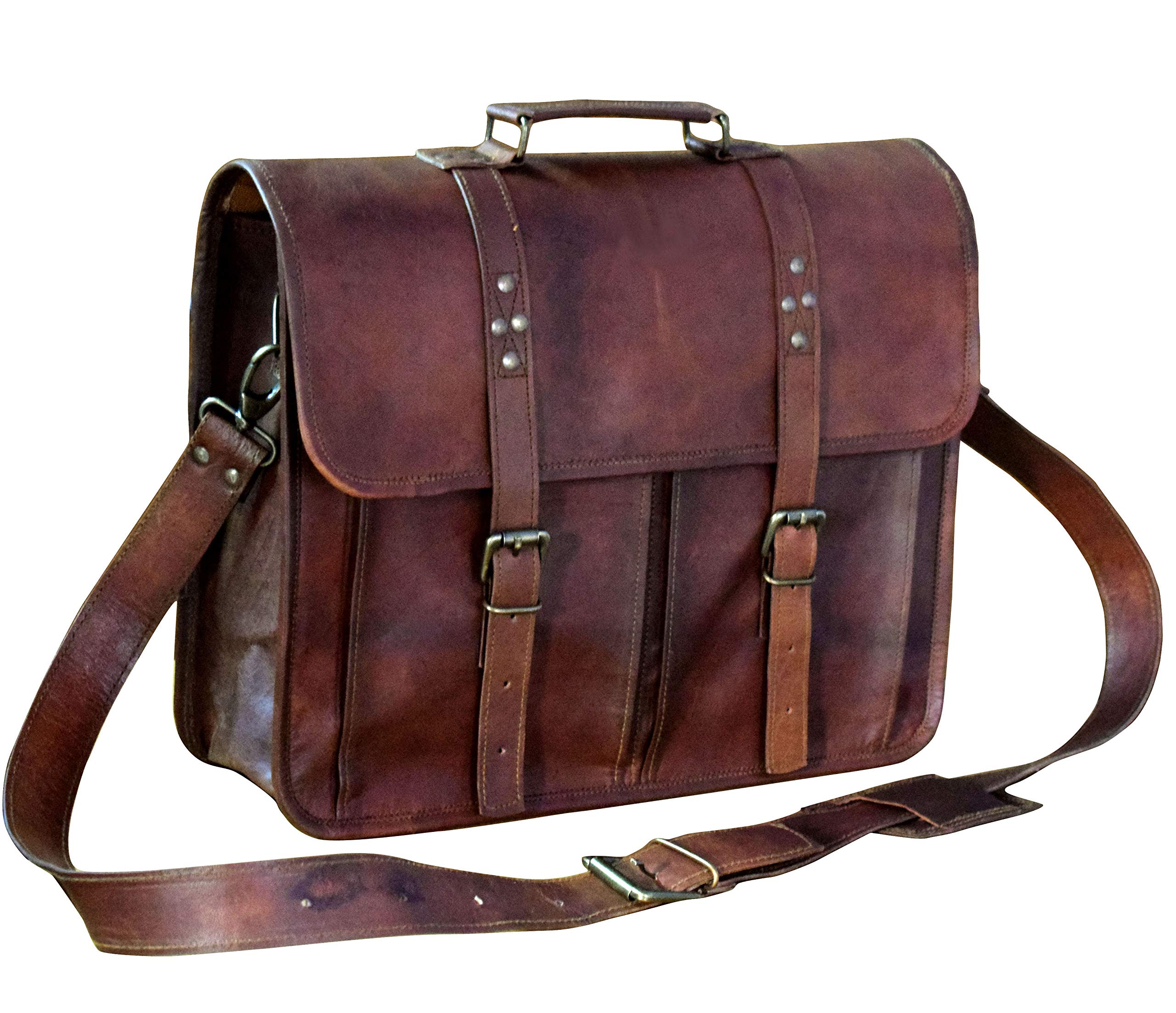 Shy Shy Let's Touch The Sky13 Inch Leather Vintage Cross-body Messenger Satchel Bag for Men Women ~ Business Work Briefcase Carry Laptop Computer Book