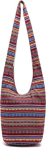 Bolsa de hombro para mujer, de lona en estilo hippiebohemio para llevar cruzada al hombro, disponible en diferentes colores y estampados