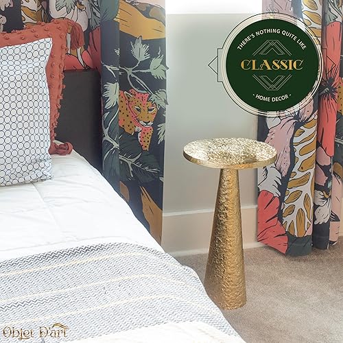 Miniatura 6 de OBJET D'ART Mesas auxiliares pequeñas redondas doradas, juego de 2, Esther, 21 pulgadas de altura, acento de metal vintage, laterales, pedestal,