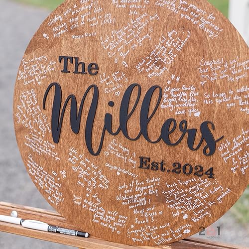 Miniatura 5 de Wedding Guest Book Alternative Personalized - Wood Circle Wedding Sign Rustic Wedding Decor for Reception - Wedding Decorations for Ceremony Outside