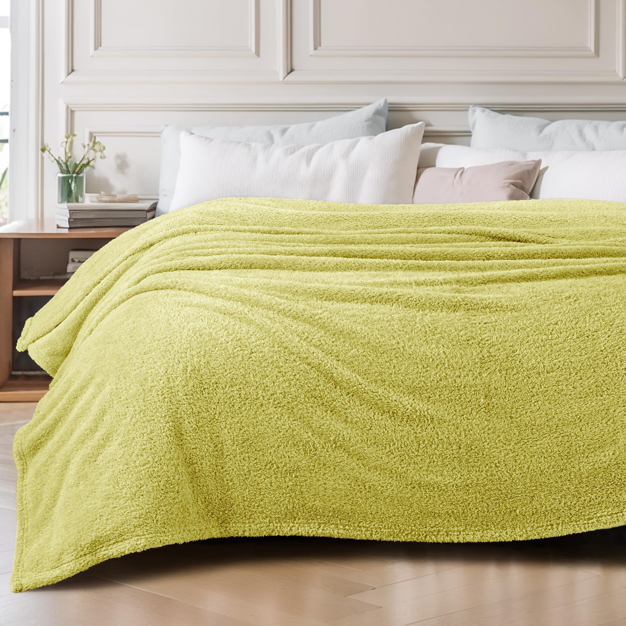 Exclusivo Mezcla Queen Size Fleece Blanket for Bed, Soft Lightweight and Fluffy Bed Blankets, Suitable for All Seasons, 230x230 CM Light Green