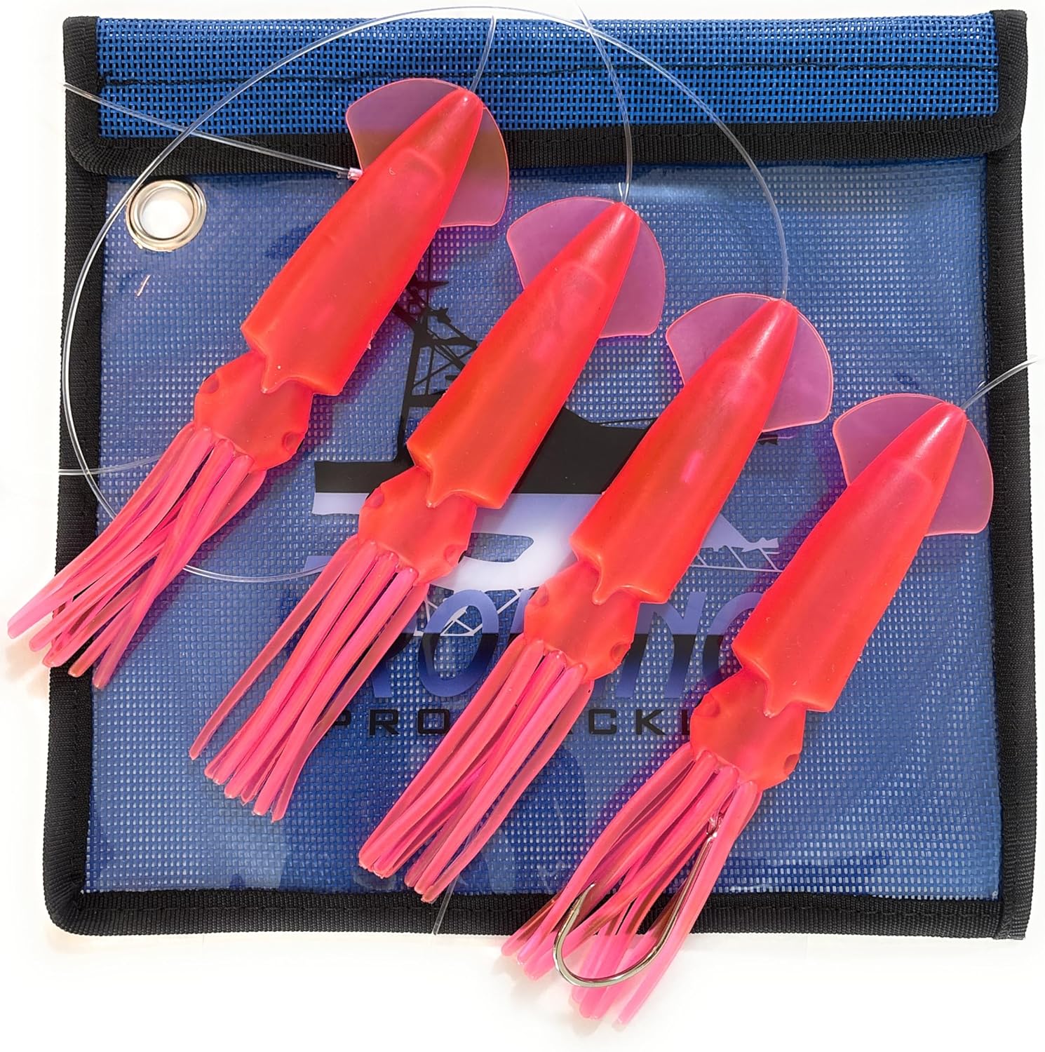 7" Squid Daisy Chain Trolling Saltwater Fishing Lure and Fishing Teaser Combo. Dolphin Tuna Mahi Sailfish Wahoo Marlin Offshore Trolling Lure. No.8 Stainless trolling Hook. Big Game Fishing Lure.