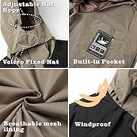 Vista 29 de GIISAM Chaqueta de lluvia para hombre, impermeable, ligera, para exteriores, rompevientos con capucha