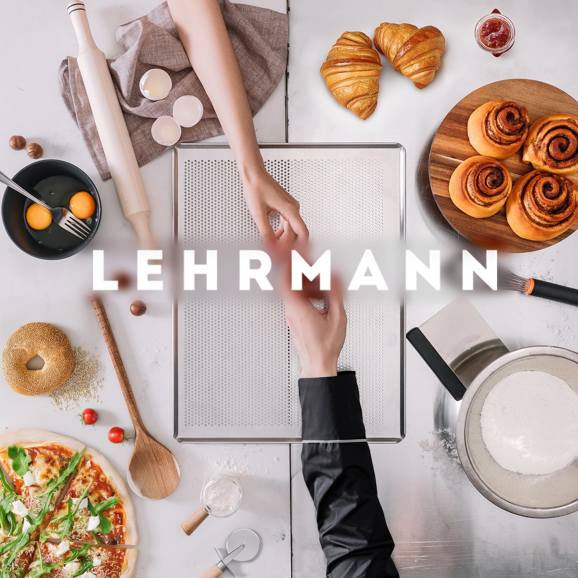 LEHRMANN Teglia forato 45,5 x 37,5 cm teglia per pane Compatibile/sostitutivo per Siemens Bosch Neff argento