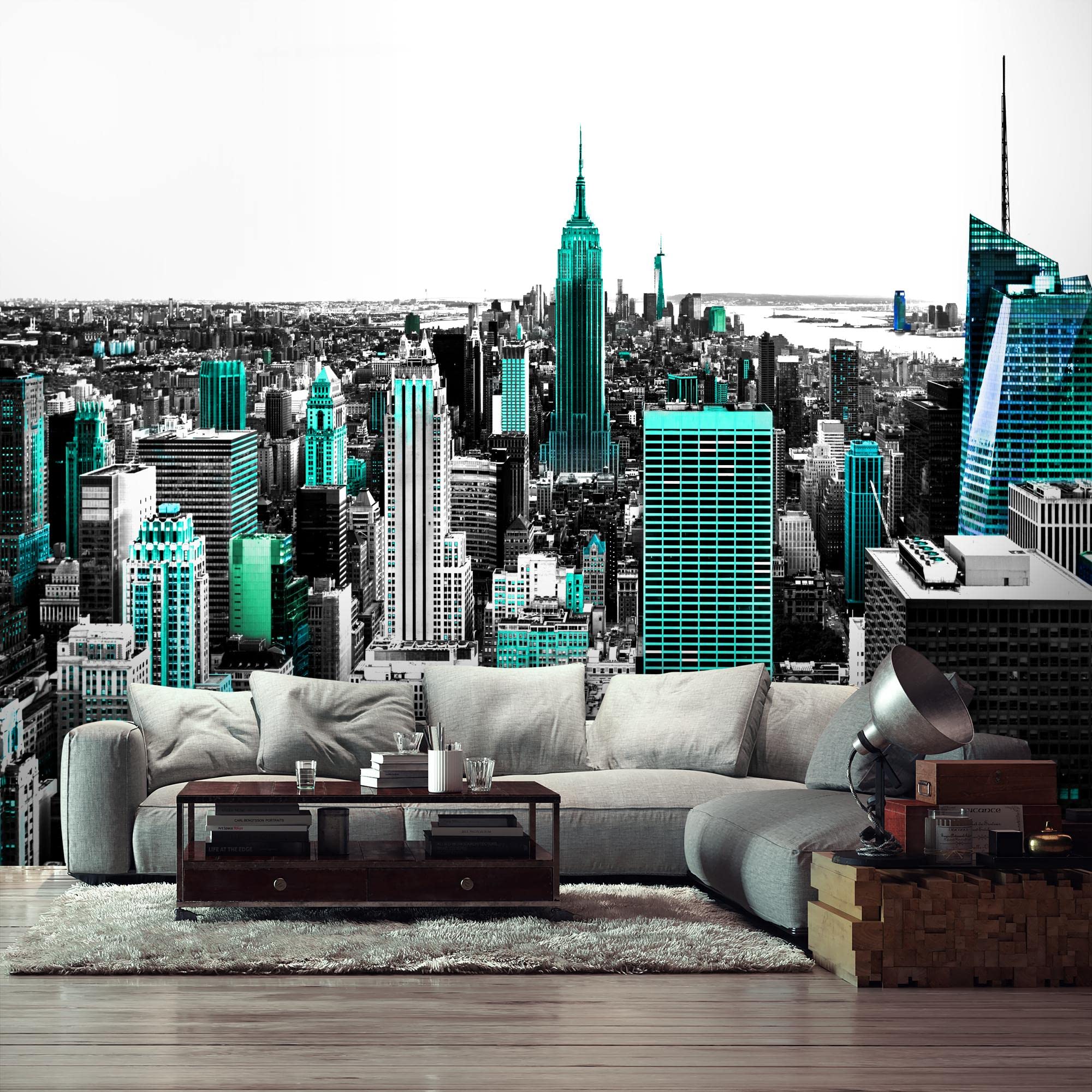 Papel Pintado Nueva York 3D Papel Pintado 3D Nueva York Runa Art - 352x250  Cm Gris - Fotomural No Tejido Calidad Alemana - Para Sala U Oficina Papel  No Tejido Alemán, image size:2000x2000