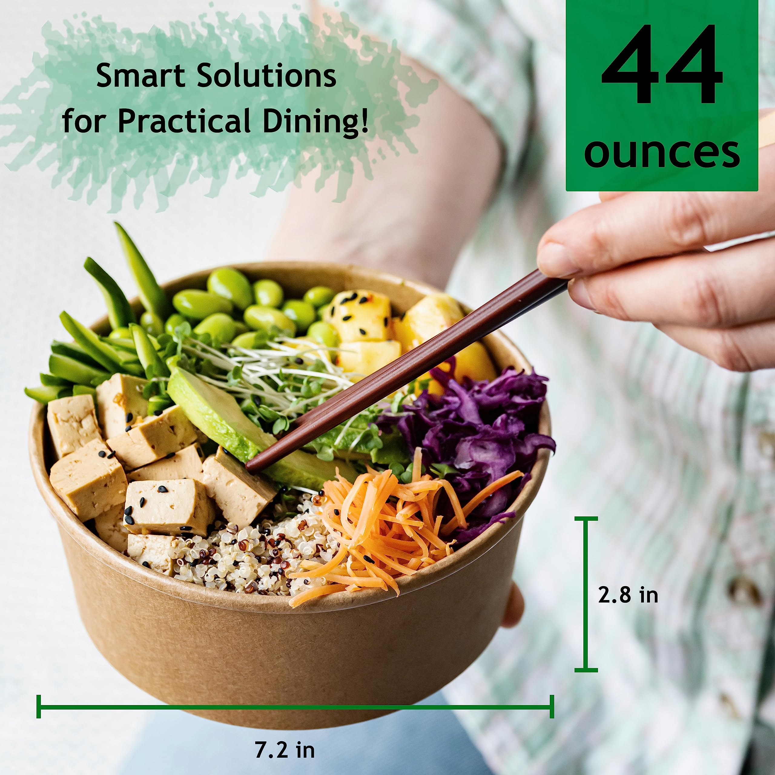 50 Ciotole Di Carta Kraft Con Coperchio - 708.7 G, Usa E Getta, Per Feste, Insalate, Gelati - Foto 7