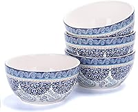 Vista 16 de Bico Blooming Moment - Juego de 4 cuencos de cerámica de 26 onzas de profundidad para cereales, ensaladas, fideos, cocina, microondas