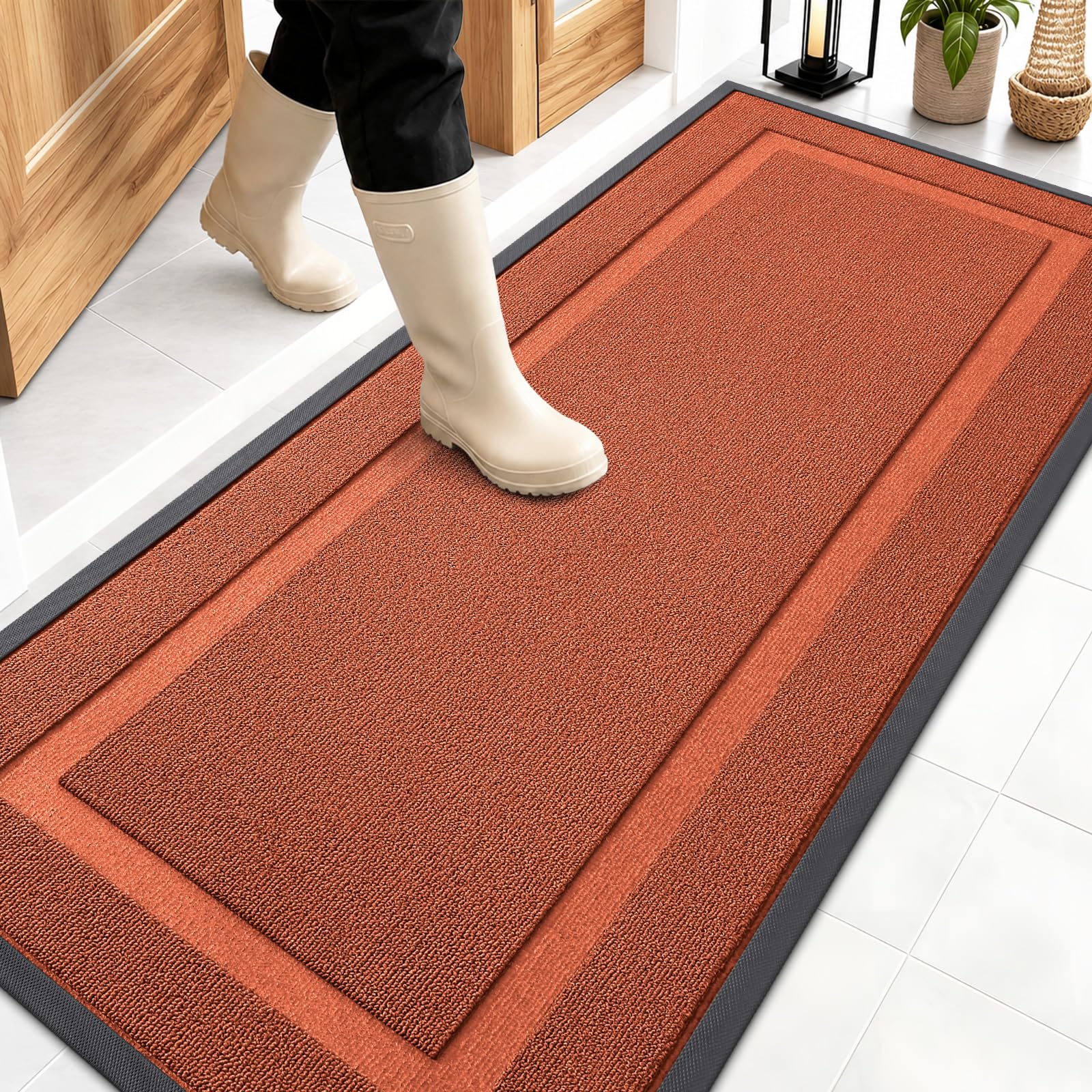 OLANLY Front Door Mat Outside 59x23, All-Season Heavy-Duty Rubber Doormat