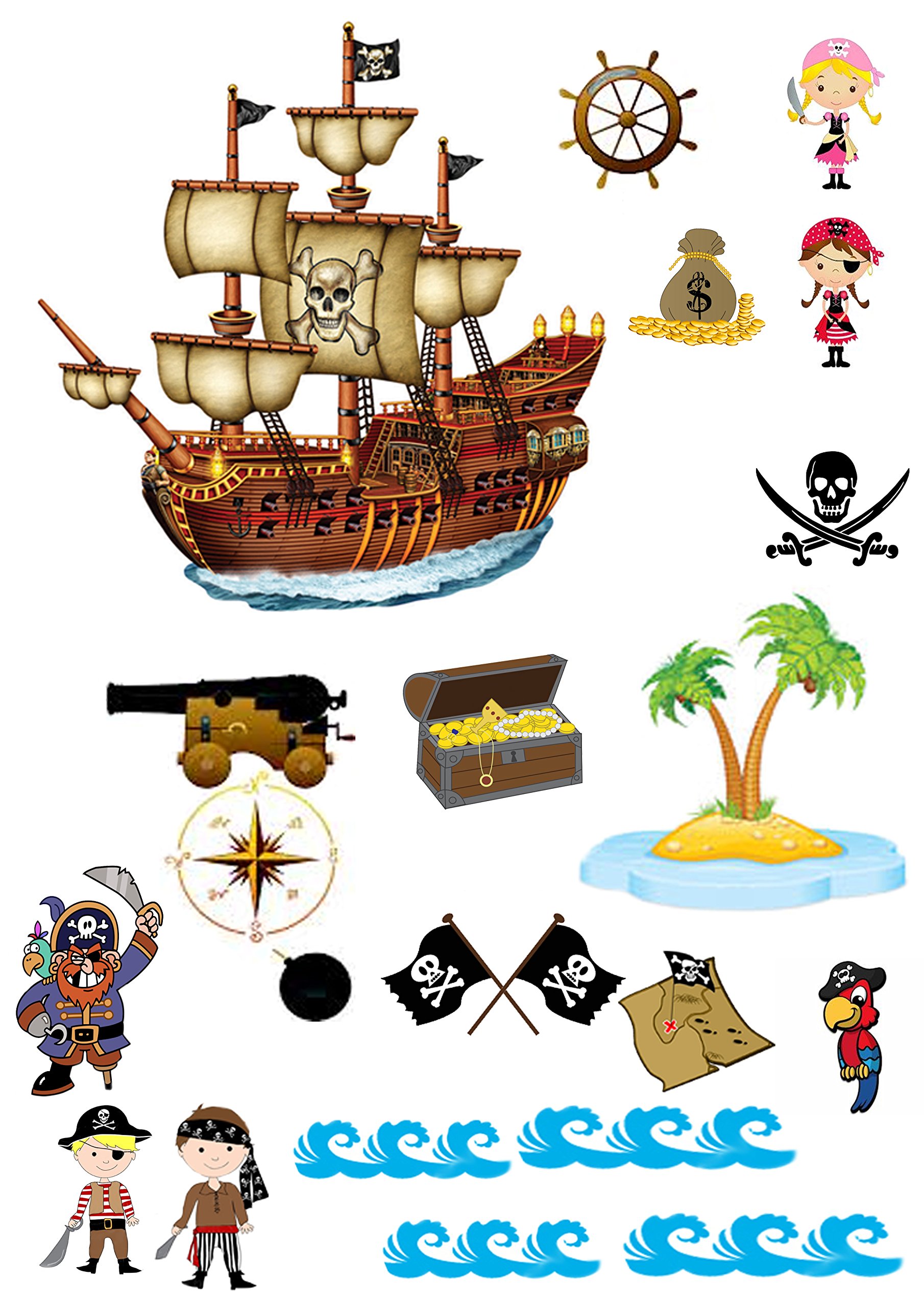 Top That Décoration de gâteau en papier comestible pour enfant Motif pirate
