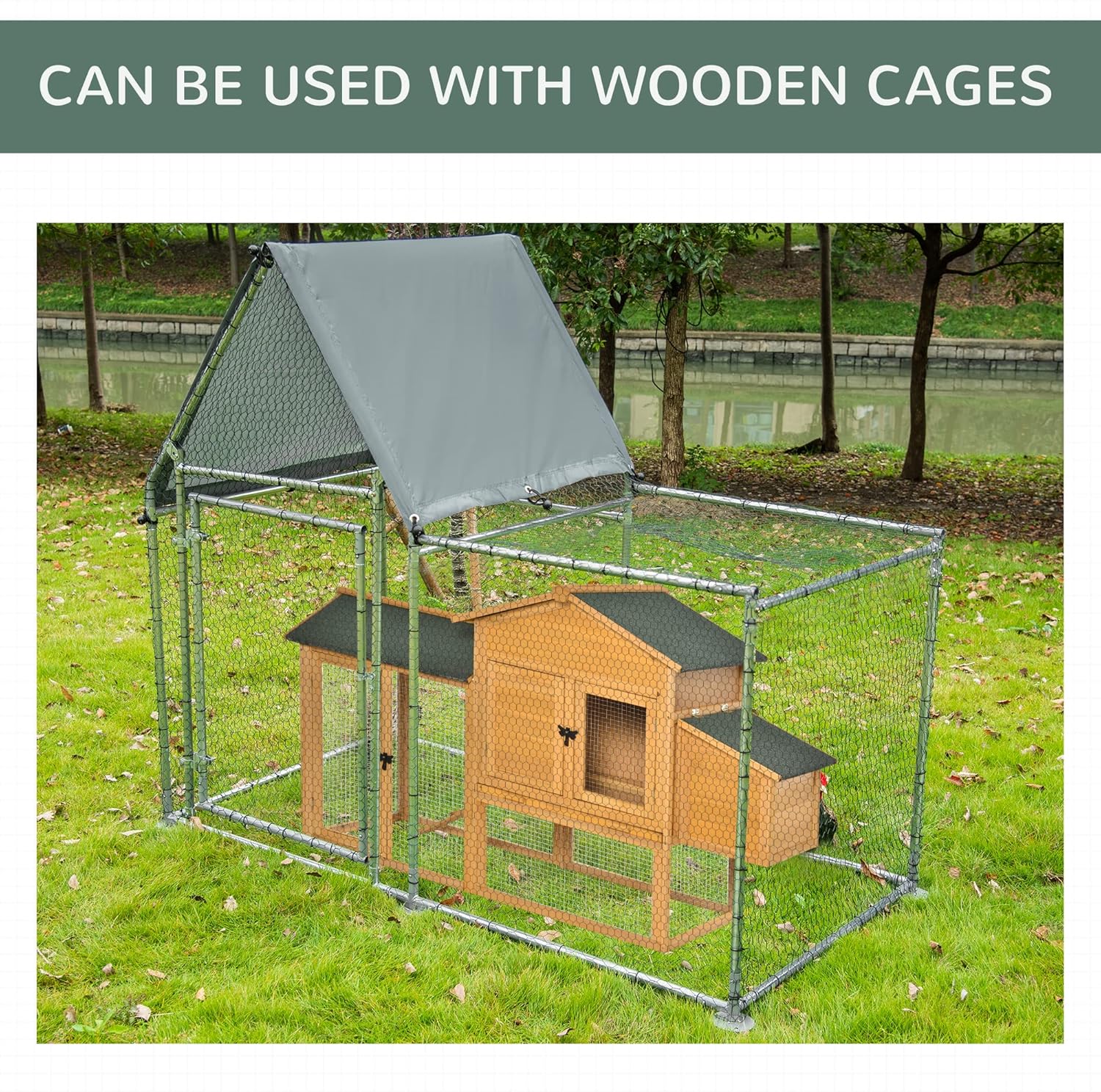 Buy PawHut Walk In Chicken Run, Large Poultry Coop Cage Hen House