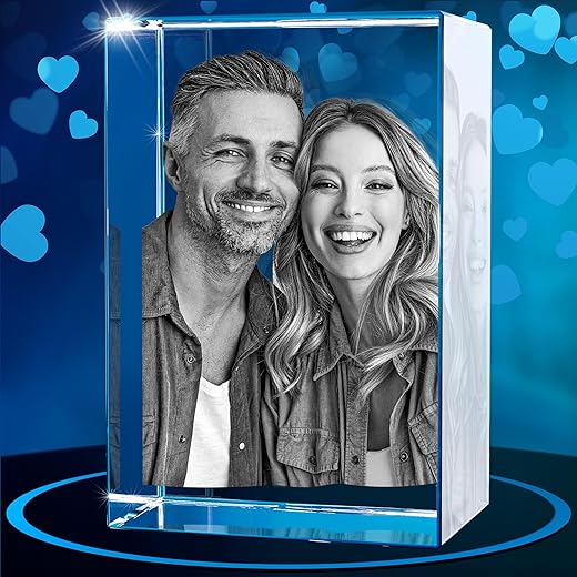 ArtPix 3D Crystal Photo, Christmas Gifts for Mom, Dad, Men, Women, Xmas Gifts, Great Personalized Gifts With Your Own Photo, 3D Photo Crystal Rectangle, Custom 3D Picture, Customized Couples Gifts