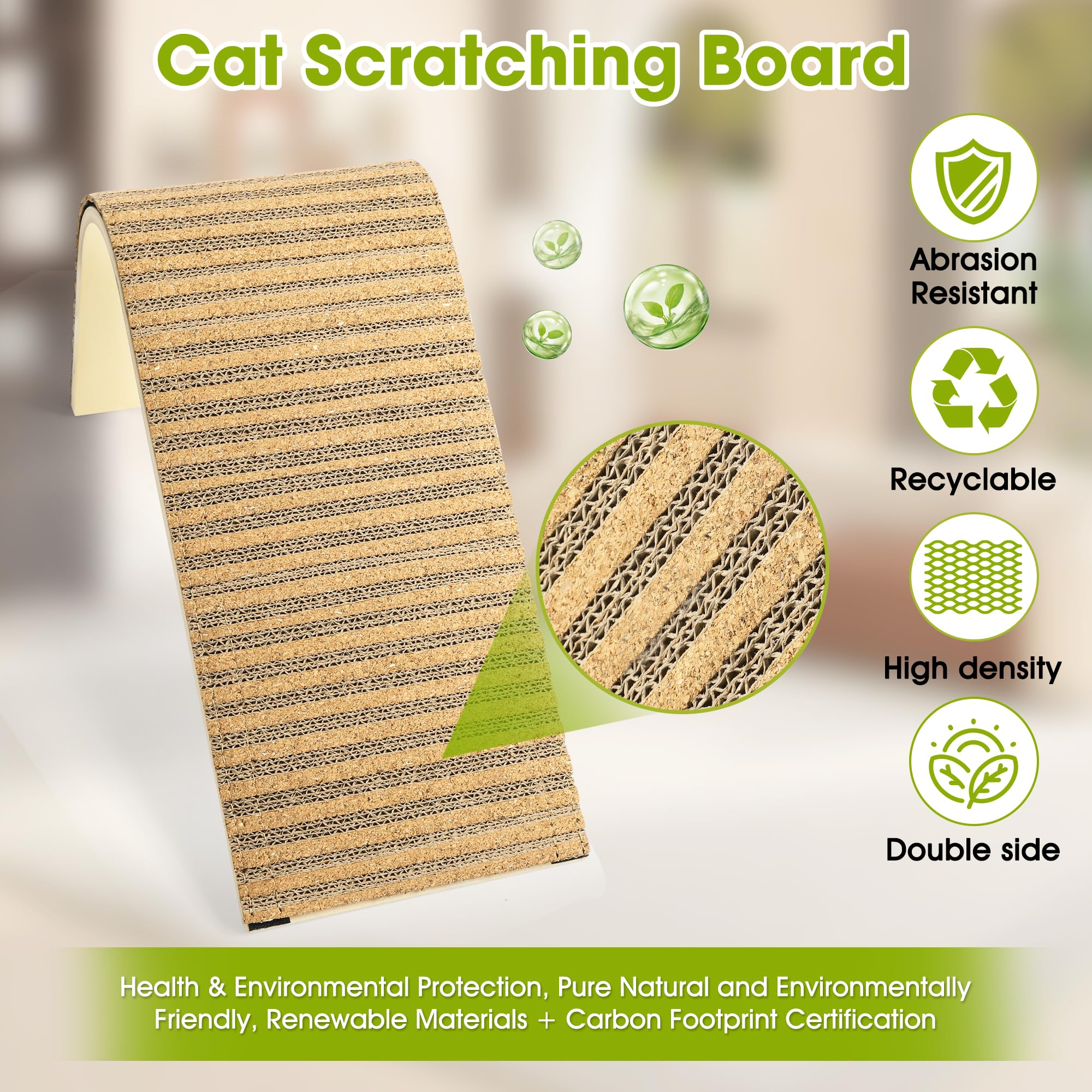 Almohadilla rascadora para gatos fácil de reemplazar con recambios de corcho y cartón, juguete ecológico para rascar, sin residuos para la salud del gato, poste rascador sostenible para gatitos