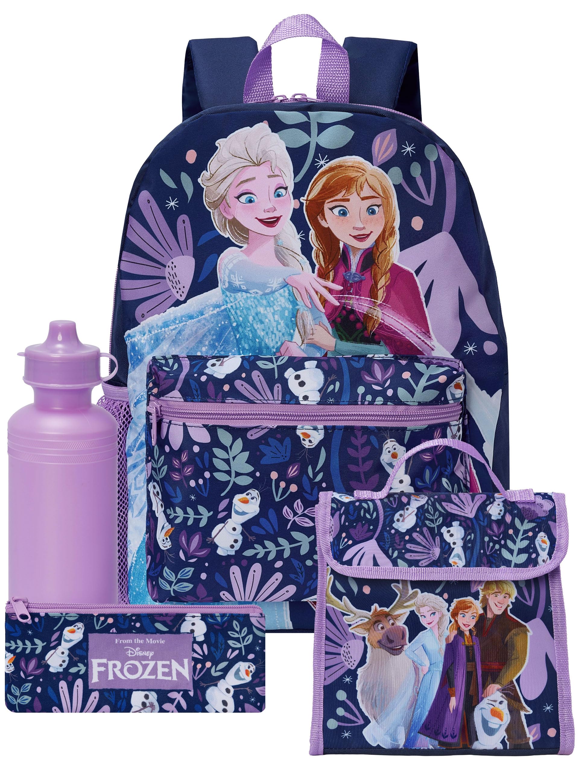 Disney Frozen Mochila Escolar Niña 4 Piezas, Mochila Elsa y Anna