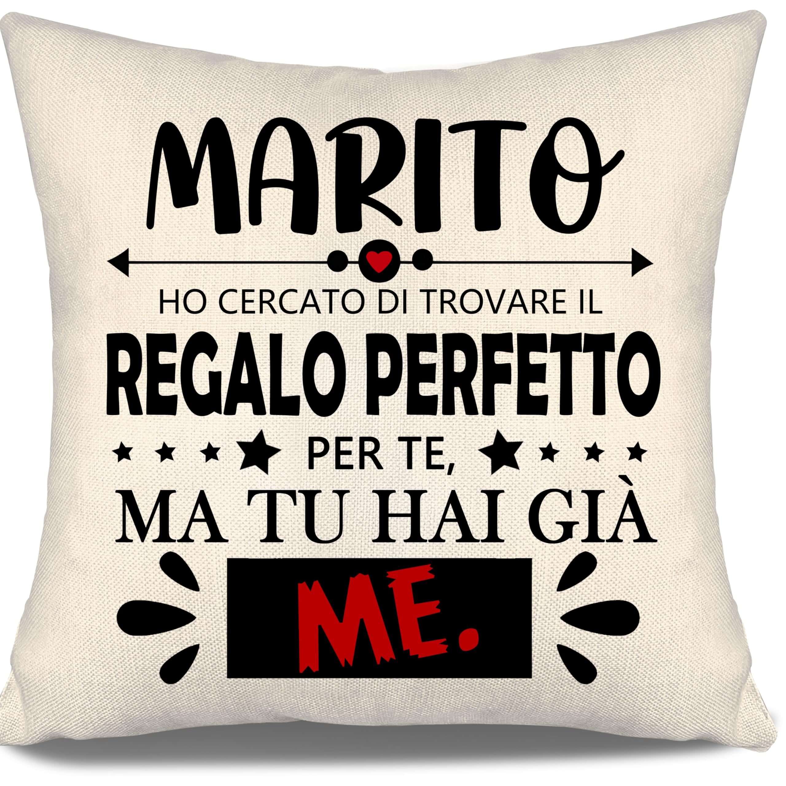 Aosumin Marito ho cercato di trovare il regalo perfetto per te ma tu hai già me Copricuscini per marito da moglie Regalo divertente Compleanno San Valentino Regalo di Natale(marito-a)