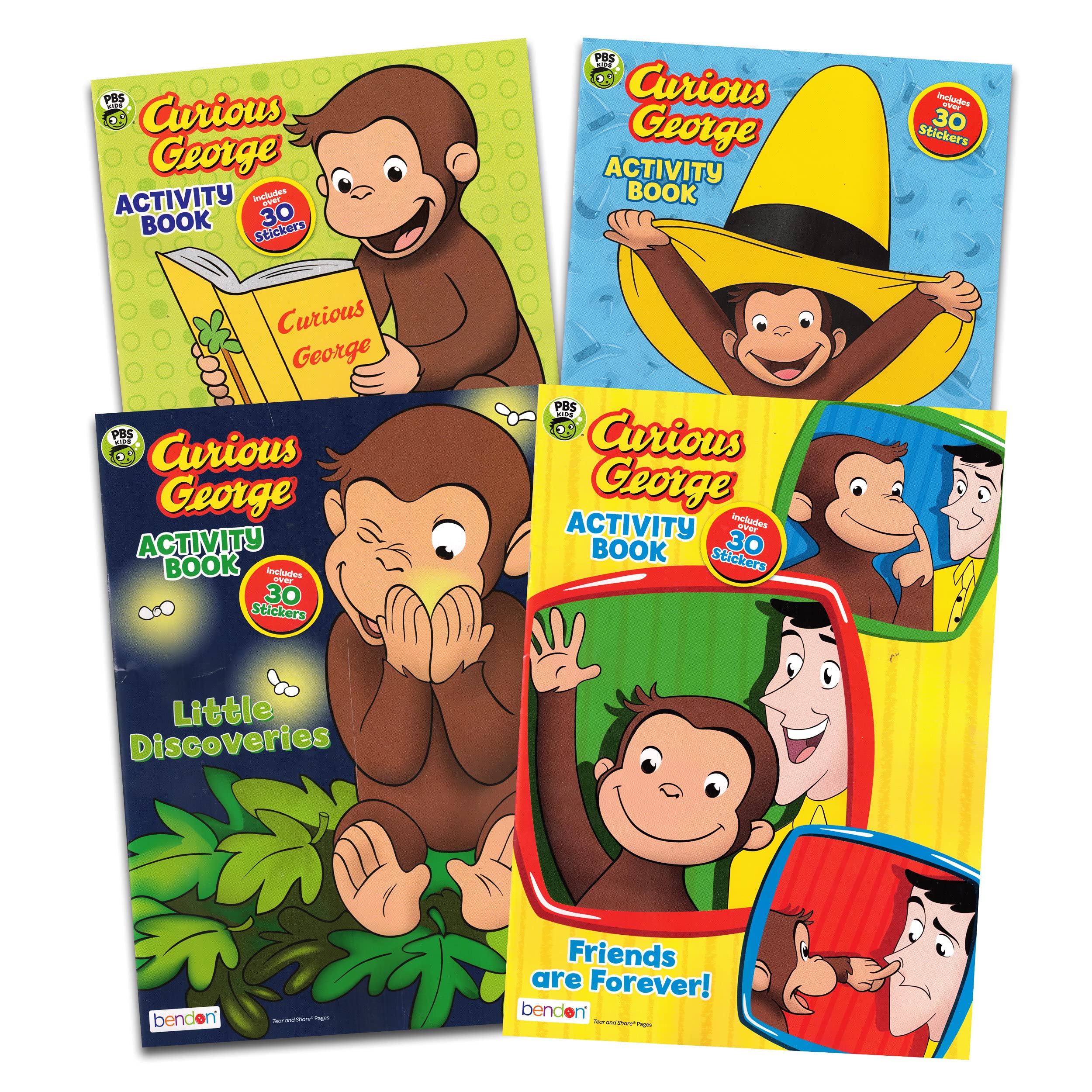 Curious George Activity Set Book Bundle ~ 4 Book Curious George Book Collection | Curious George Coloring Book Bulk (Curious George Book Set)