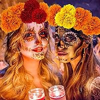 Vista 3 de 40 cabezas de flores de caléndula de 2.75 pulgadas a granel, flores artificiales de caléndula de seda para Diwali, decoración del hogar, guirnalda