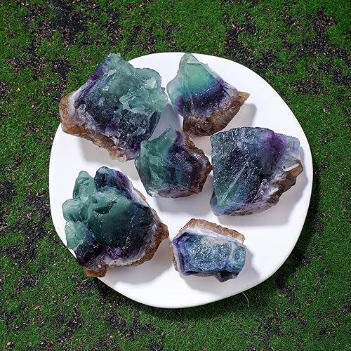 Miniatura 6 de 1 pieza de cristal natural de fluorita de 0.66 a 0.77 libras, piedras curativas de cristal natural en bruto para pulir, pulir, decoración del hogar,