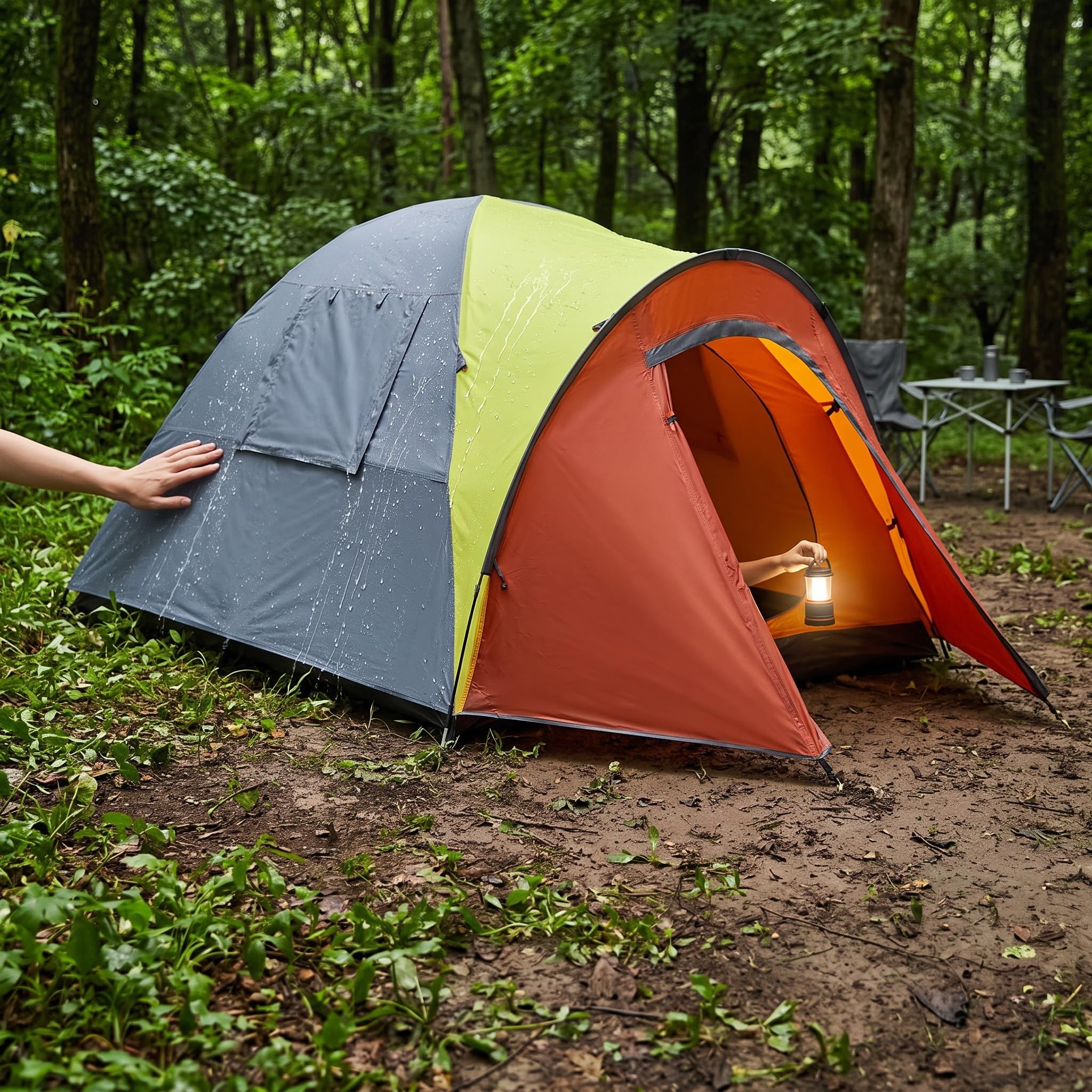 Camping Zelt 4 Personen wasserdicht, Up Zelt für 3 Personen, winddichtes Allwetter-Zelt
