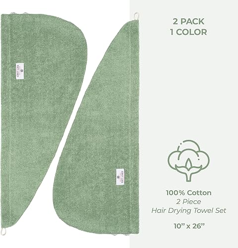 Miniatura 4 de American Soft Linen Toallas de pelo 100 % algodón para mujer, gorro de toalla de pelo, turbante de algodón para cabello largo y rizado