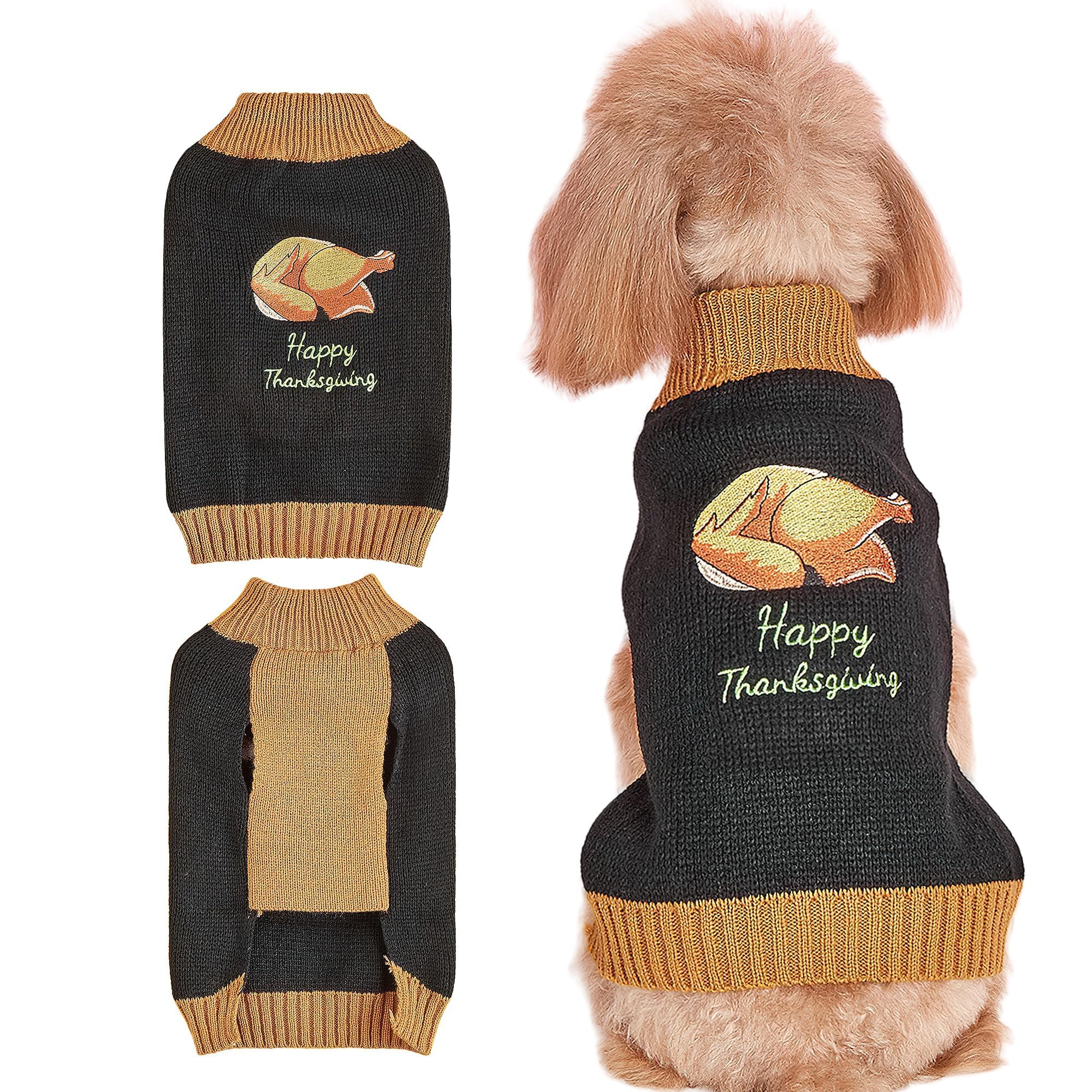 NACOCO Thanksgiving Dog Turkey Sweater - Classic Dog Knitted Cat Sweater Pet Clothes Turkey Pattern Pullover Puppy Warm Winter for Small Pup Dog Cats Knitwear(L)
