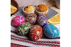 Lot 6 Decorated Pisanki Easter Eggs 2.5' Painted Wooden Ukrainian Pysanky Eggs for Easter Decor