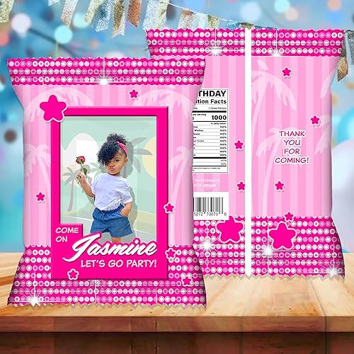 Miniatura 2 de Custom Personalized PINK DOLL THEME Treat Exchange Bags Kids Adult Party Personalized WITH NAME AND PICTURE! (20 Bag Covers)