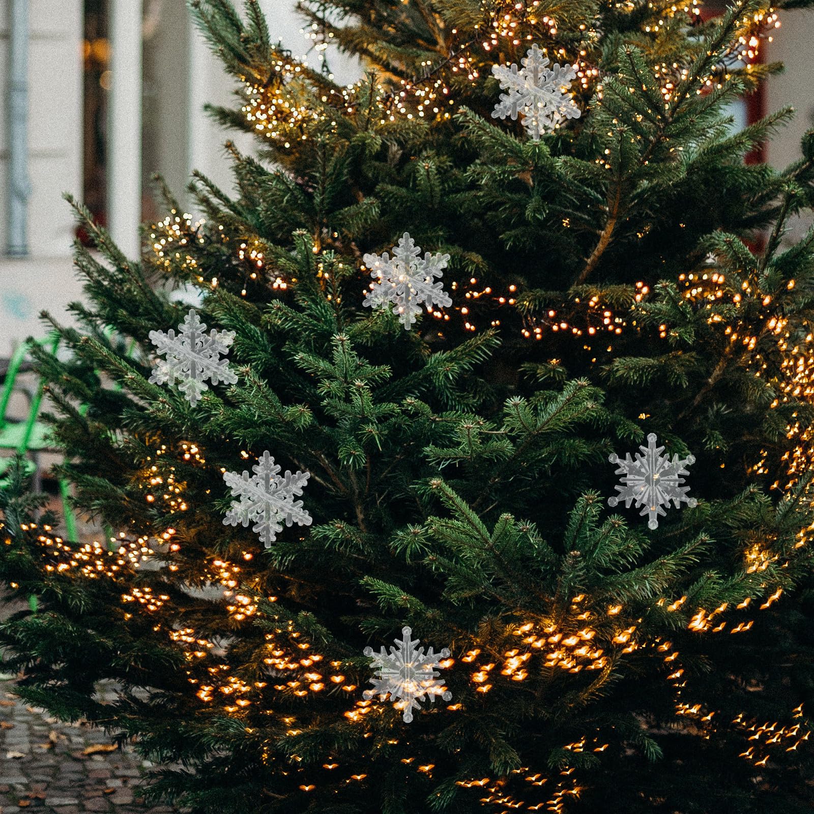 BESPORTBLE 120 Piezas Adorno Navideño de Copo Transparente DIY de Plástico