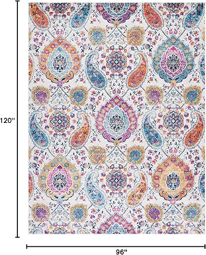 Miniatura 2 de Safavieh - Alfombra decorativa con diseño de estampado de cachemira, resistente a las manchas y no desprende pelo, de 8 x 10 pies, color crema y