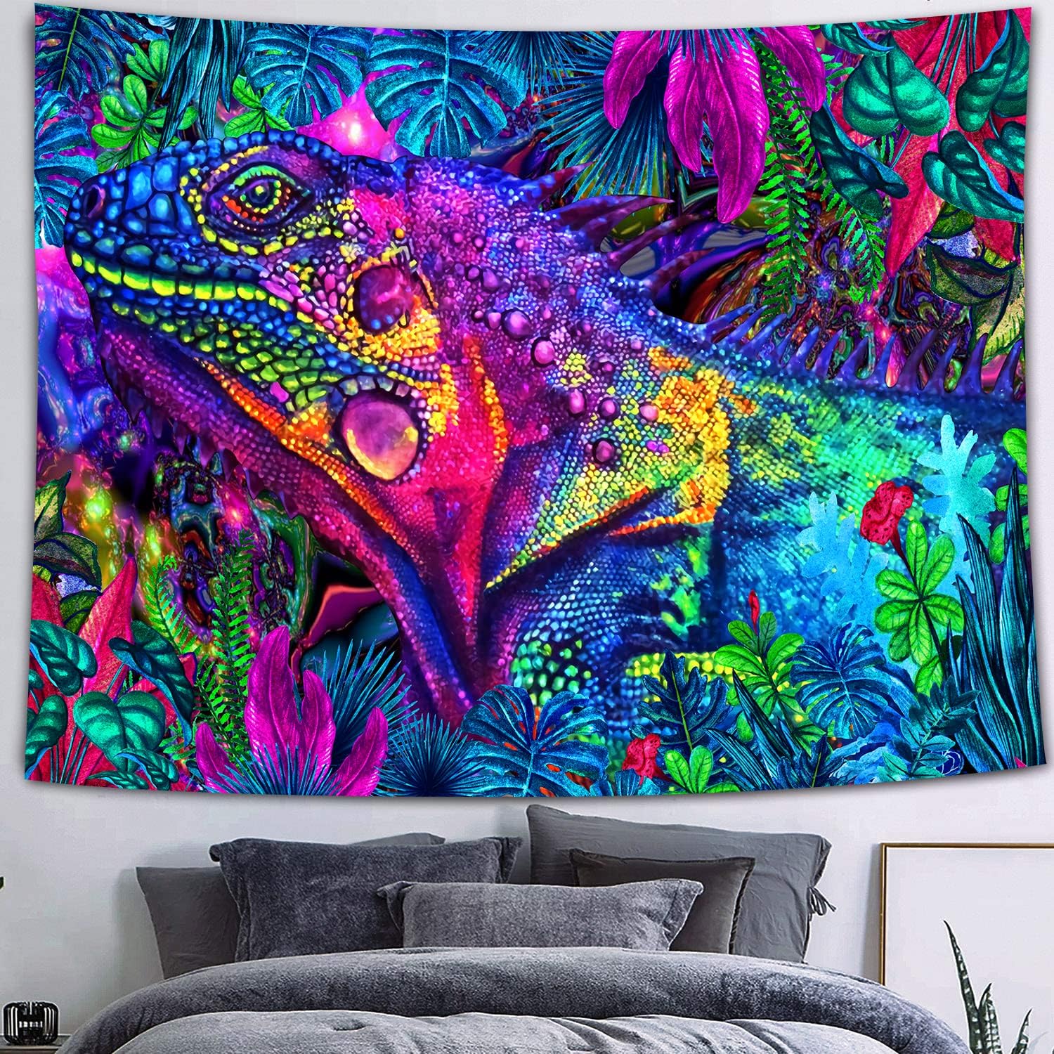 FEASRT Blacklight Animal Tapestry, Rainforest Wildlife